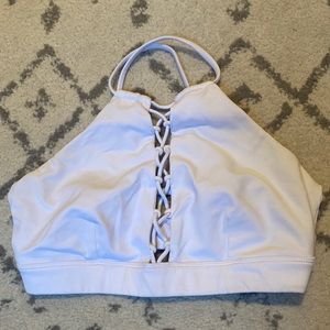 Alo white strappy sports bra top